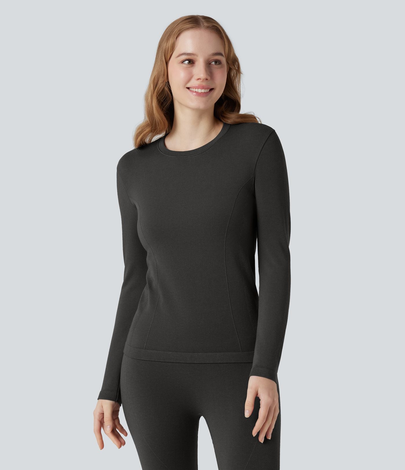Haut thermique col rond à manches longues sans couture HeatCore OneForm Seamless Flow