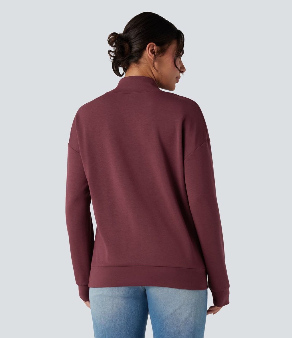 Sweat-shirt décontracté SpacerTek™ col bénitier et manches longues