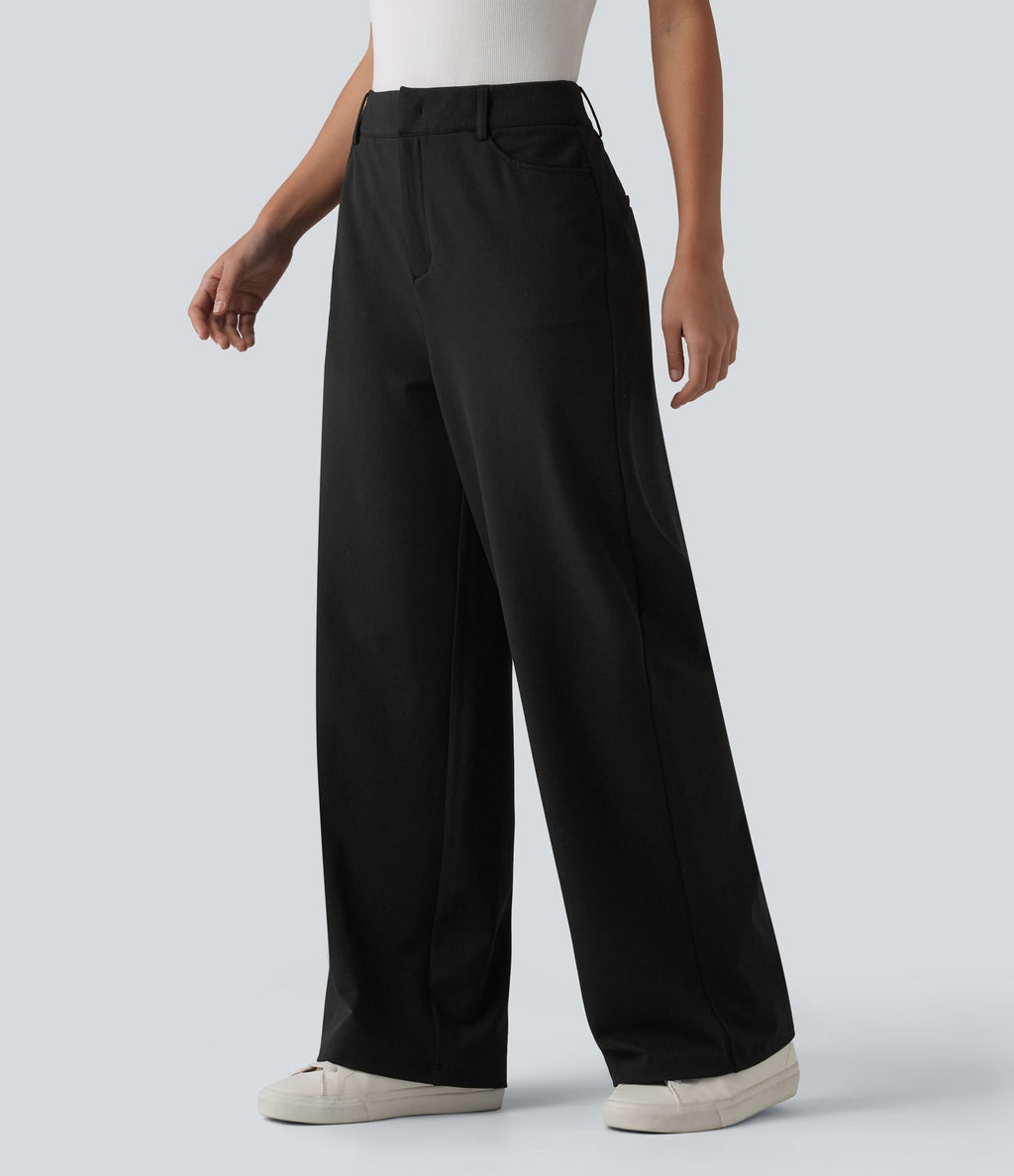 Halara Flex™ Pantalon tailleur droit taille haute à chevrons avec poches