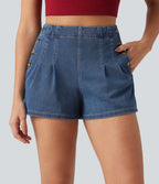 Halara Flex™ Short en denim taille haute 7,5 cm avec poches