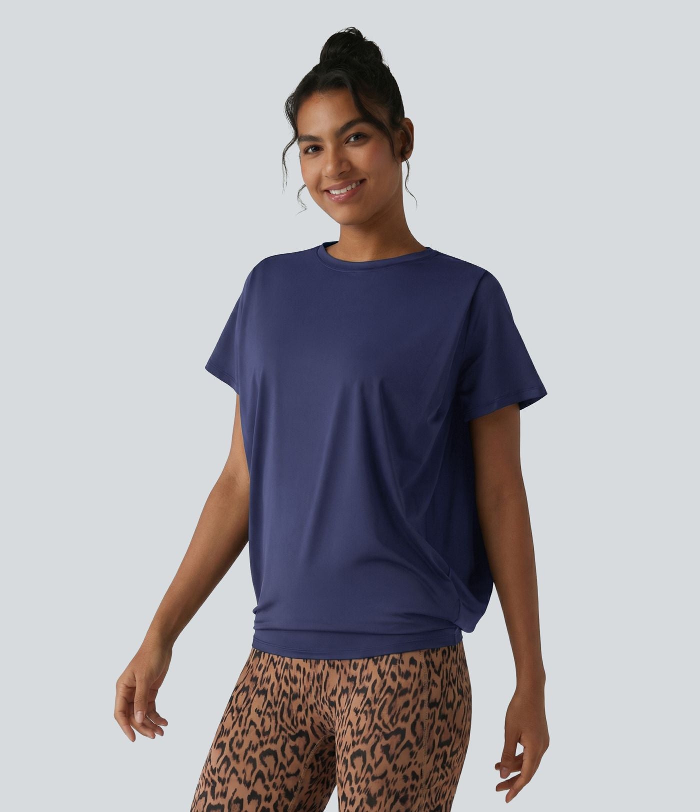 Haut de sport col rond manches courtes effet frais InstantCool avec fronces, protection solaire UPF50+