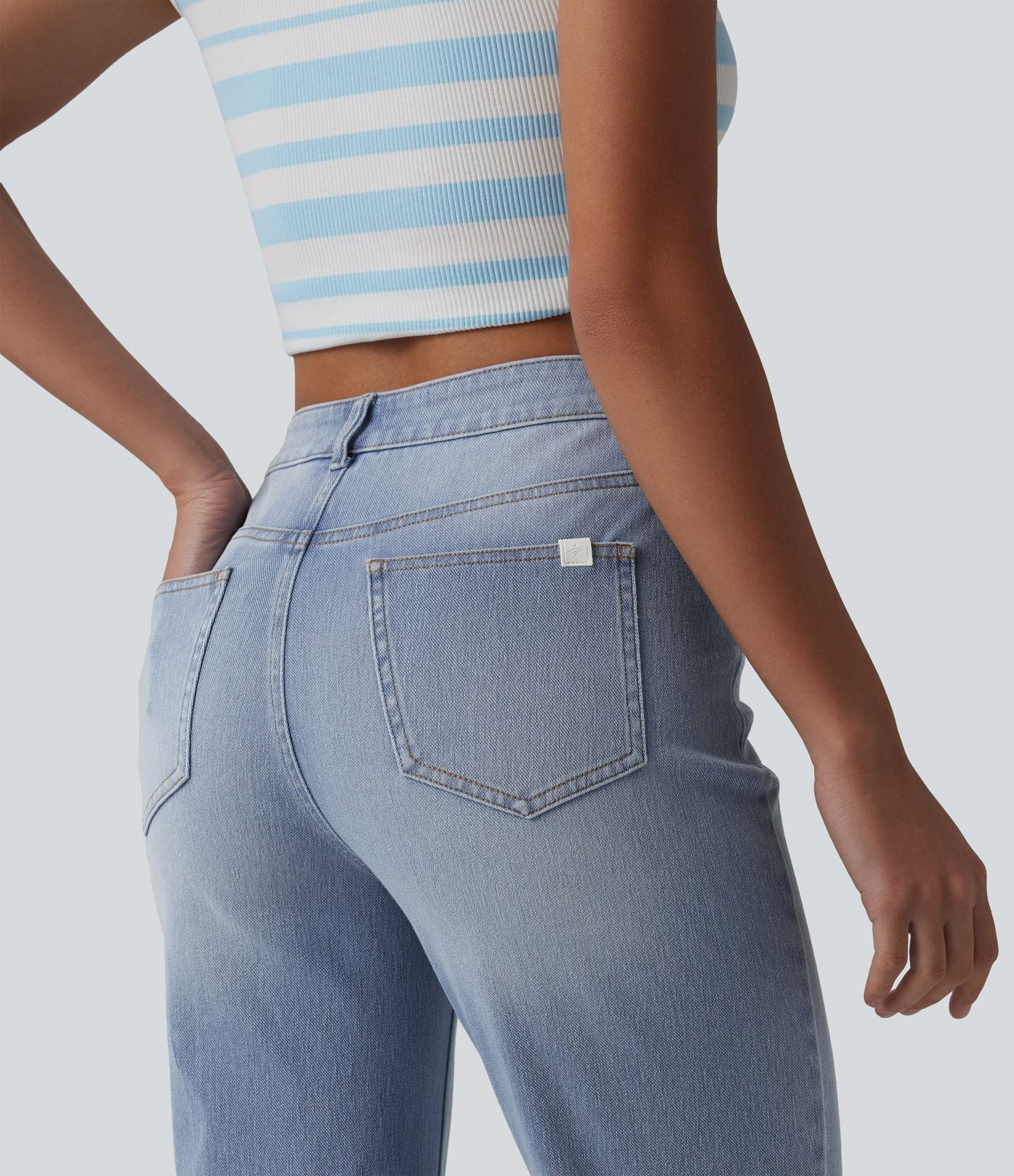 Halara Flex™ Jean droit casual asymétrique taille haute avec poches
