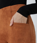 Legging décontracté en suédine taille haute, gainant, avec poches latérales