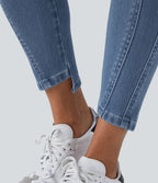 Jean skinny 7/8 décontracté taille basse Halara Flex™ avec poches zippées