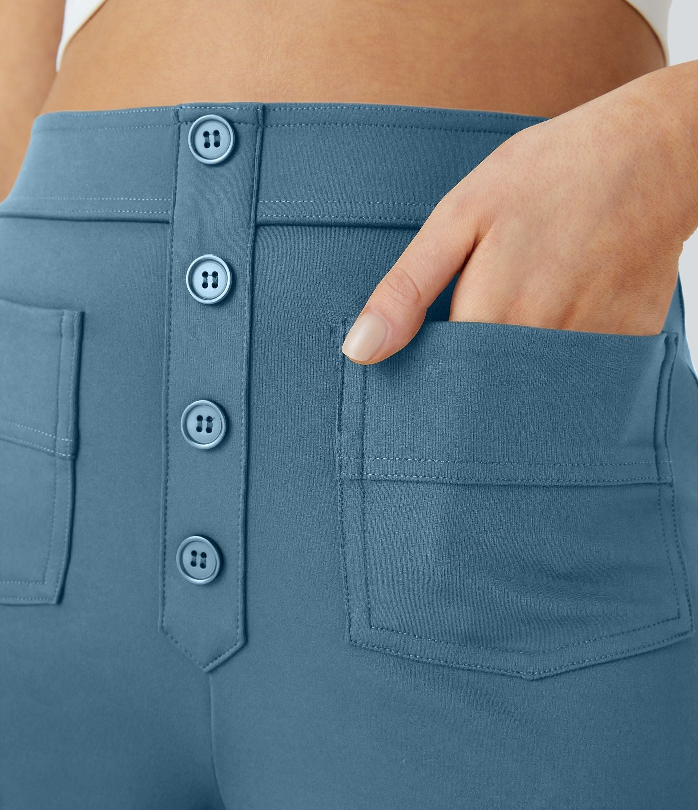 Pantalon taille haute coupe droite DayStretch avec poches