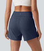 Short de yoga SoftlyZero™ Airy croisé taille haute 2-en-1 effet frais InstantCool 12,5 cm avec poches