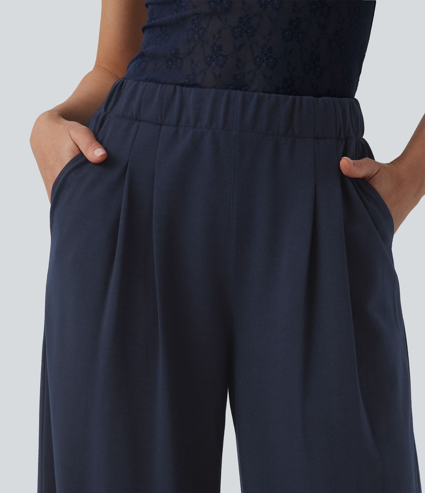 Jogging large décontracté taille mi-haute avec poches