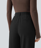 Pantalon tailleur Halara Flex™ taille haute coupe droite micro-gaufré avec poches