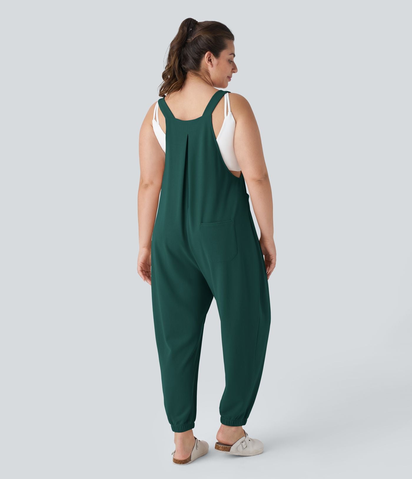 Sangle Réglable Bouton Plusieurs Poches Plissé Gaufré Casual Grande Taille Salopette