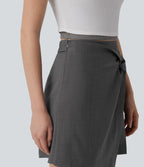 Jupe courte casual 2-en-1 à plis taille haute
