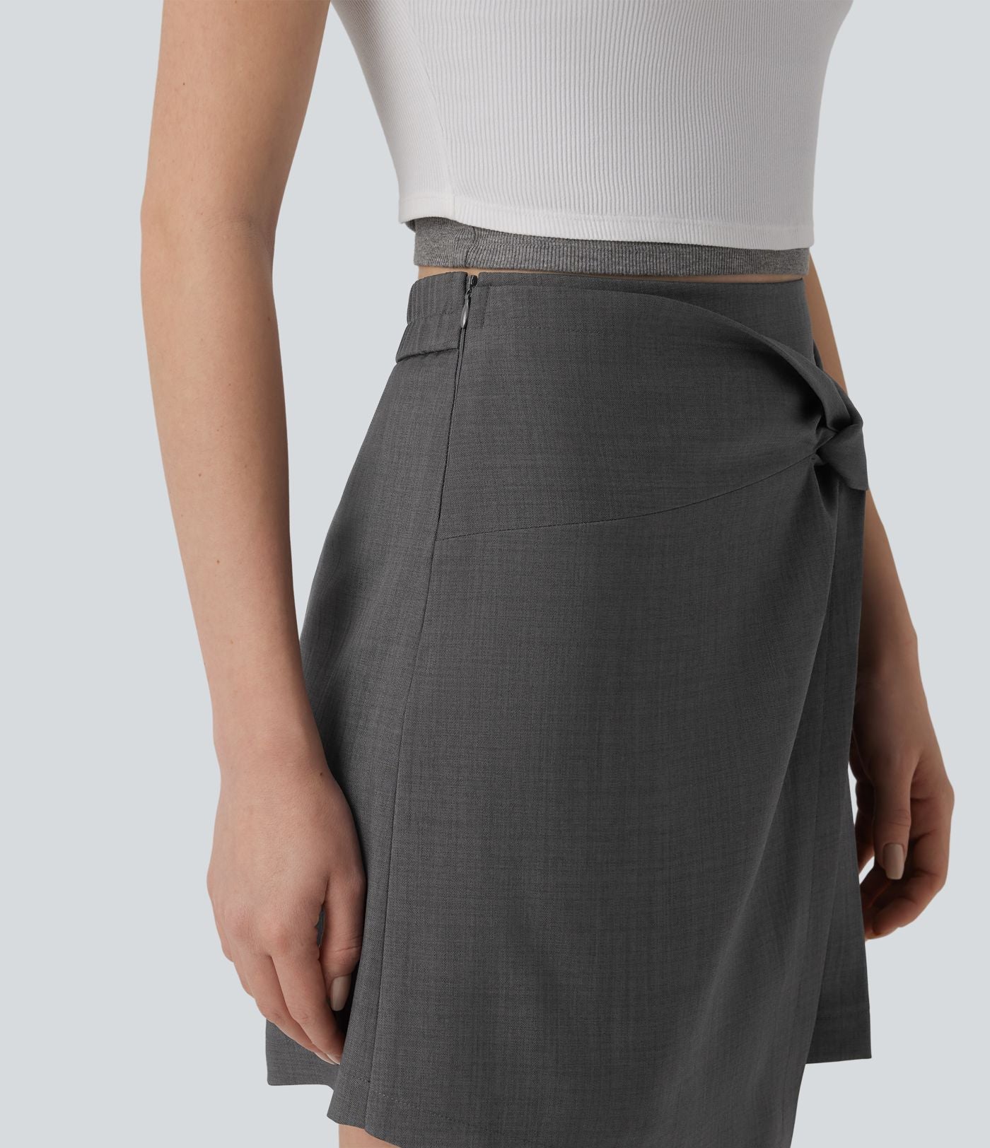 Jupe courte casual 2-en-1 à plis taille haute