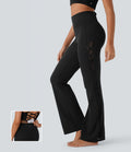 Pantalon bootcut de yoga Softlyzero™ taille haute avec dentelle contrastante et poche - UPF50+