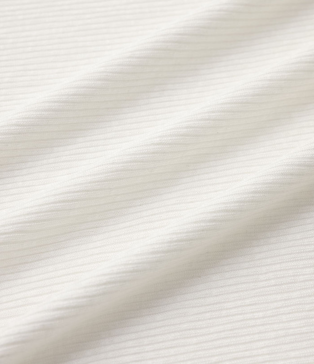 T-shirt décontracté maille côtelée semi-transparent col rond manches longues
