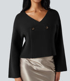 Cardigan tailleur col V manches raglan longues coupe décontractée