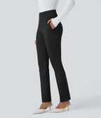 Pantalon ajusté taille haute avec poches décoratives