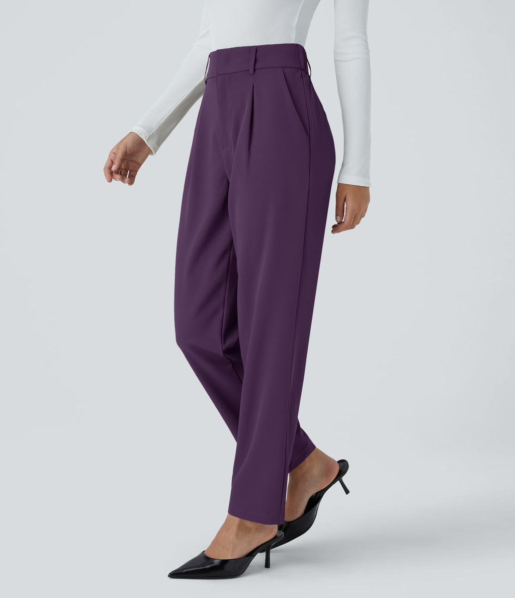 Pantalon tailleur Halara Flex™ fuselé uni, taille haute, avec poches