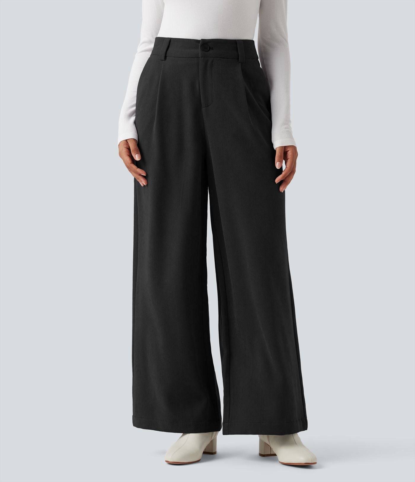 Pantalon tailleur baggy taille haute avec poches