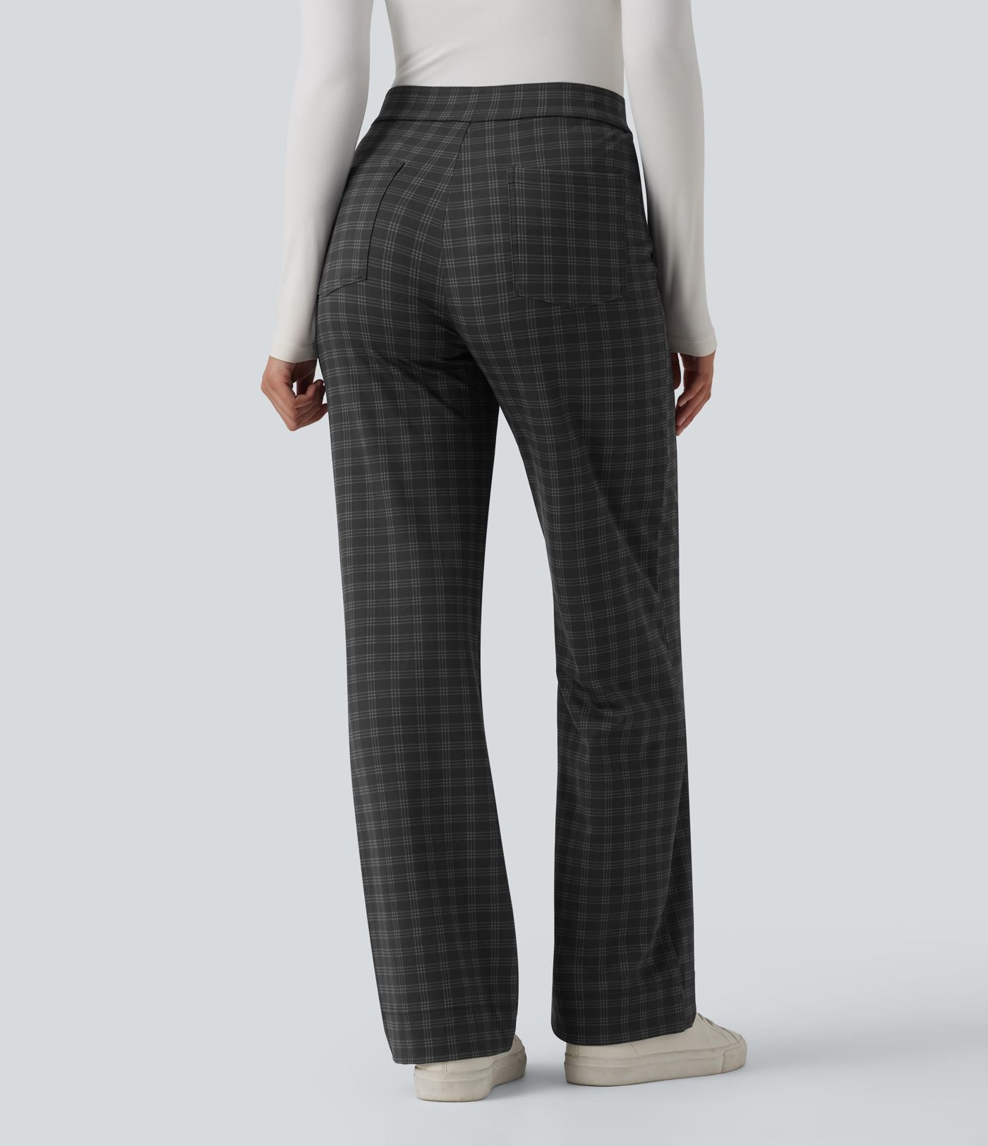 Pantalon tailleur Halara Flex™ à carreaux taille haute coupe droite avec poches