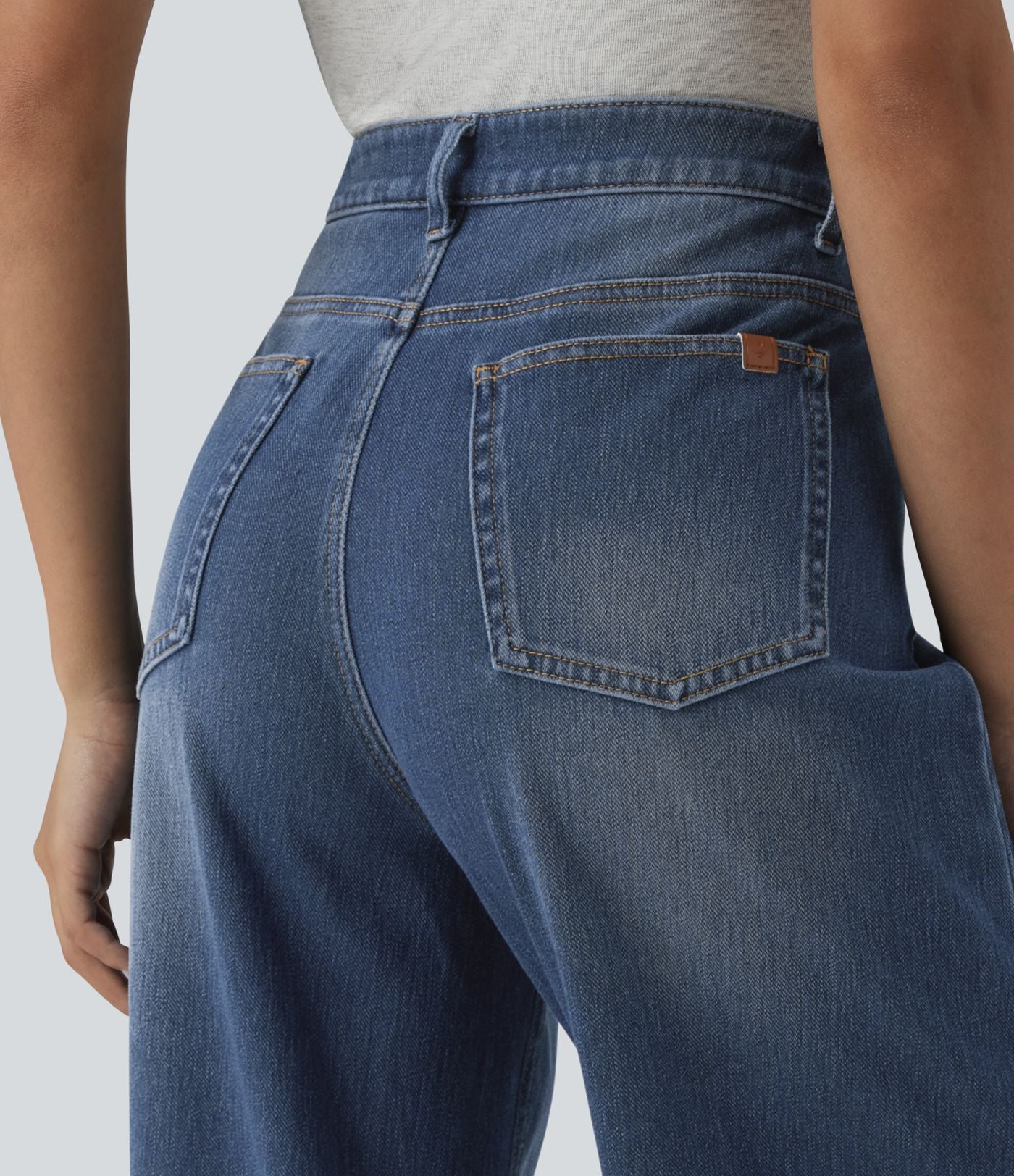 Jean Halara Flex™ délavé décontracté, taille haute coupe jambe large avec poches