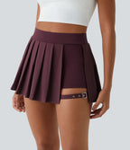 Breezeful™ Mini Jupe Soirée Plissée 2 en 1 Taille Haute Poche Latérale Boucle Réglable Séchage Rapide