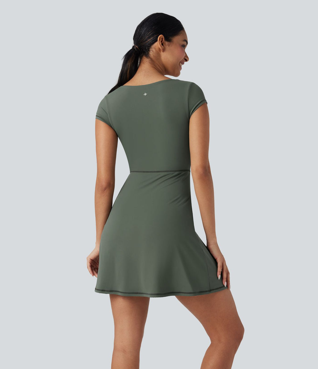 Robe décontractée mini 2-en-1 Softlyzero™ Plush à col carré style corset avec poche