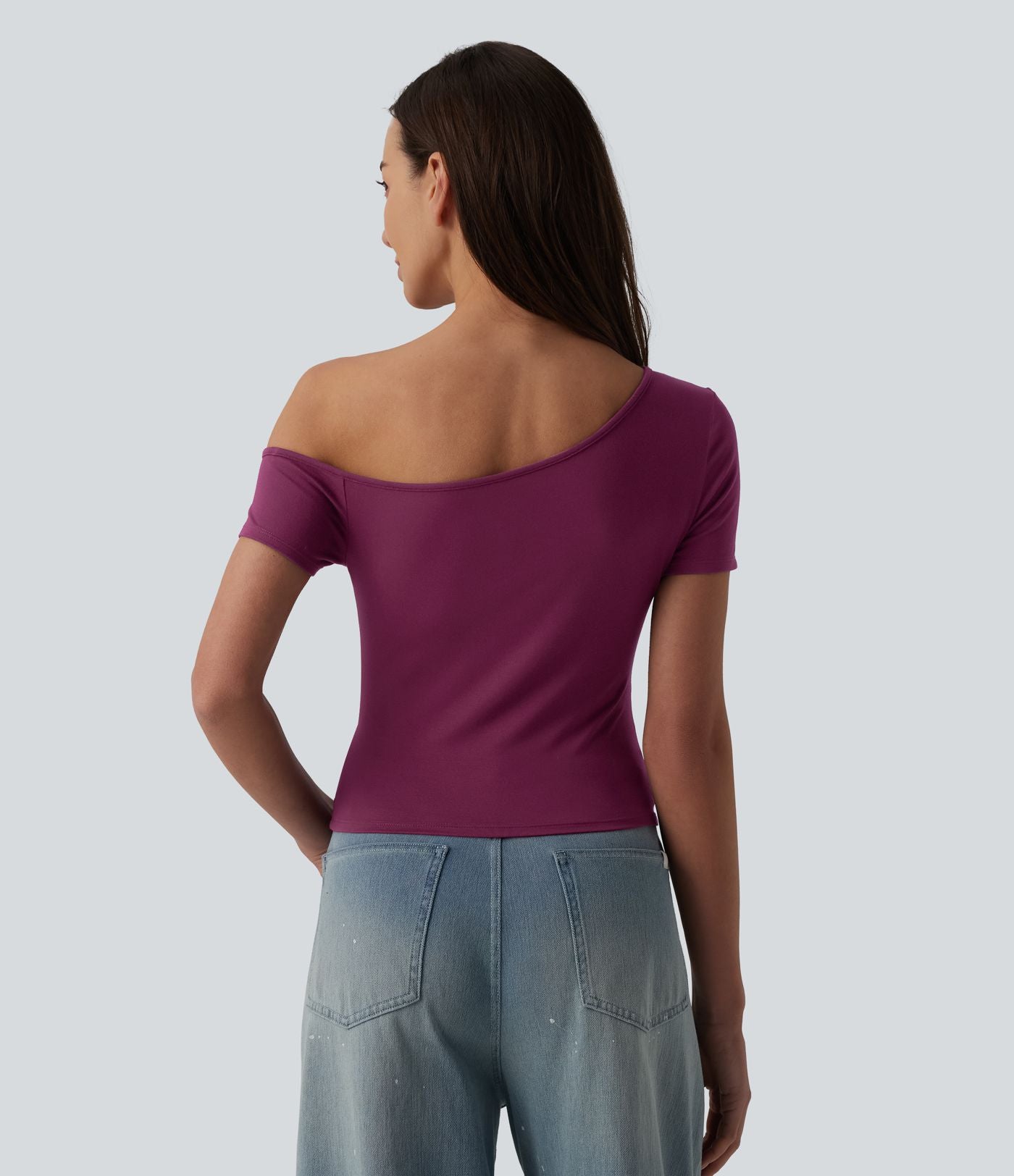 T-shirt décontracté asymétrique manches courtes