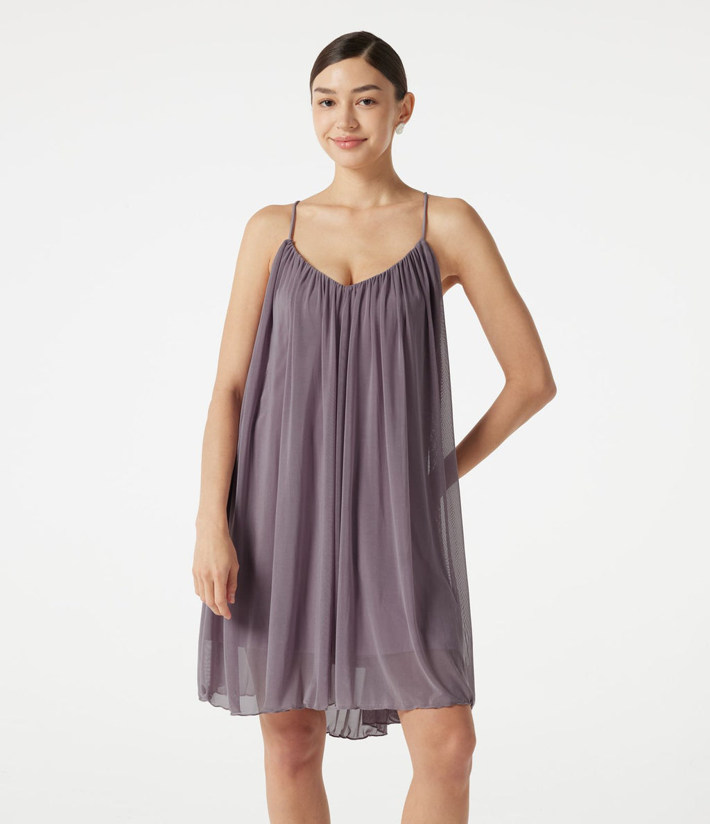 Robe nuisette mini de plage en mesh avec col V et dos noué