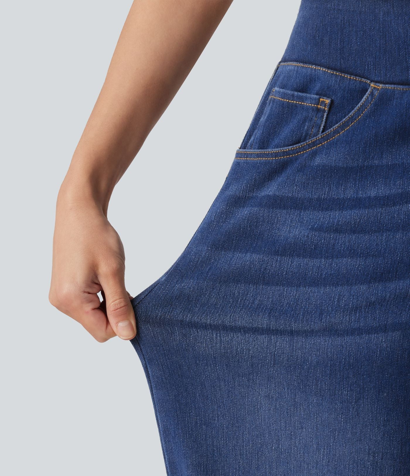 Jean décontracté Halara Flex™ large taille haute effet délavé avec poches