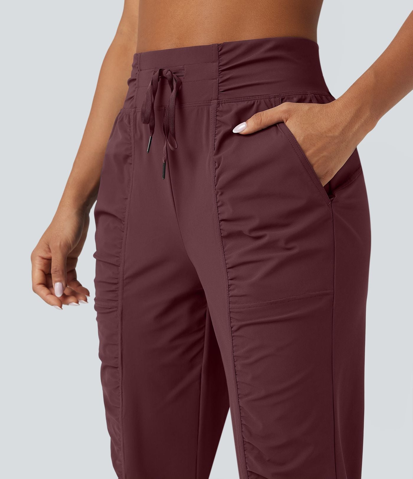 Jogging de danse fuselé froncé séchage rapide effet frais InstantCool taille haute avec cordon de serrage et poches, protection solaire UPF40+