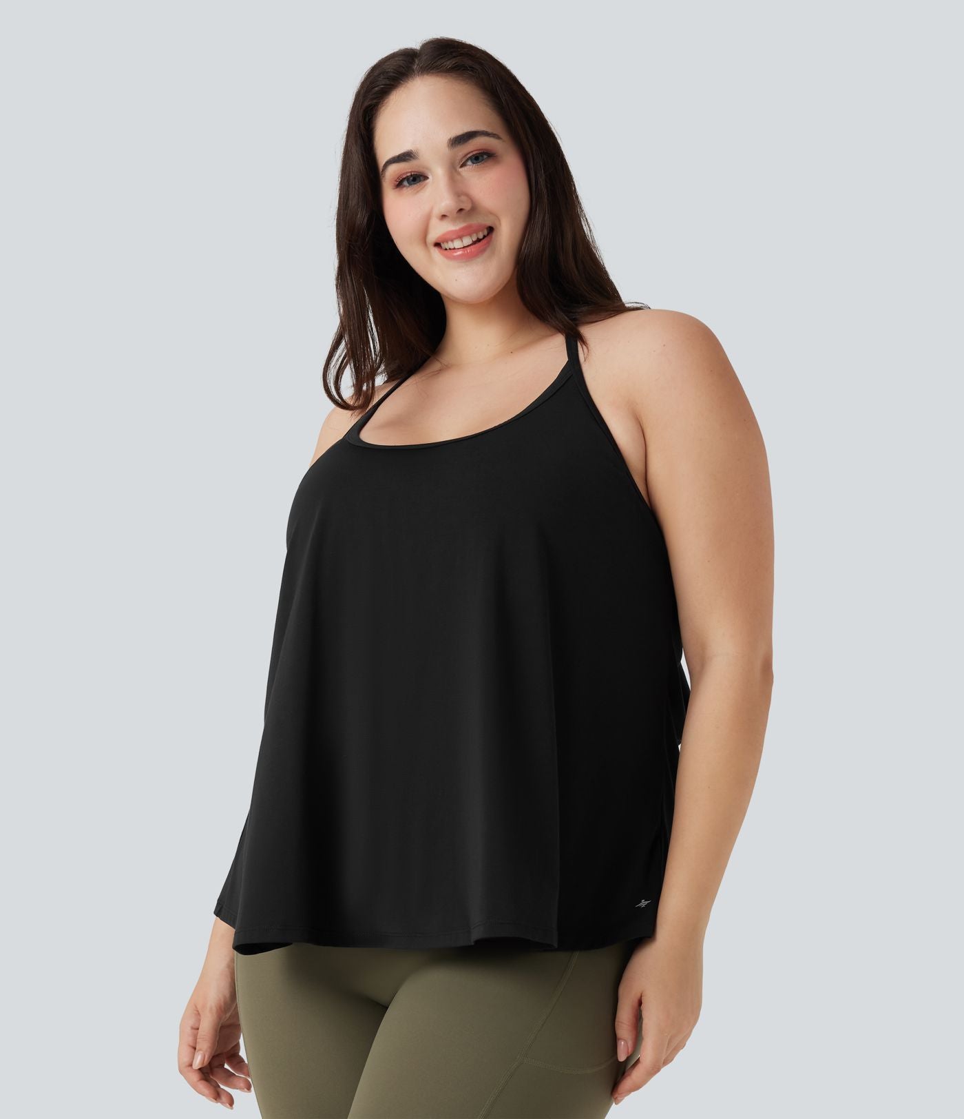 Haut de sport yoga grande taille SoftlyZero™ Airy col licou drapé effet frais InstantCool, protection solaire UPF50+