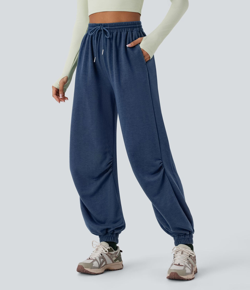 Jogging de running taille haute avec poches et cordon de serrage