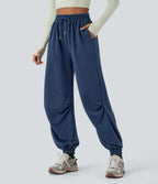 Jogging de running taille haute avec poches et cordon de serrage