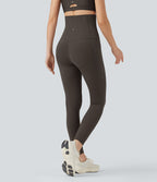 Pantalon large fluide décontracté gainant taille haute avec poches
