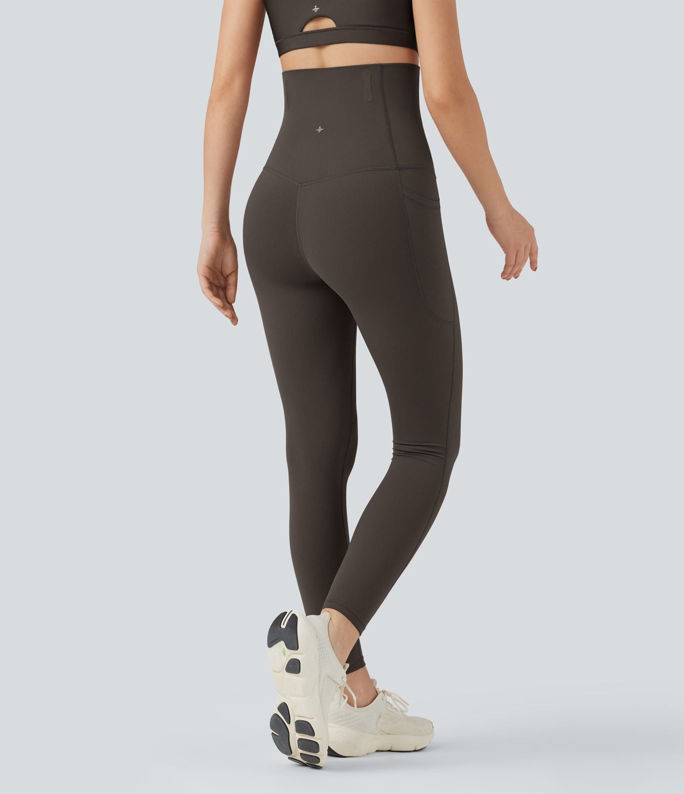 Pantalon large fluide décontracté gainant taille haute avec poches