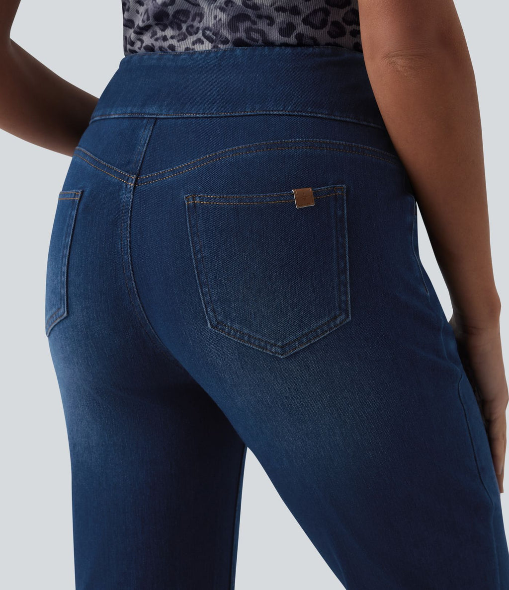 Halara Flex™ Jean 7/8 casual taille haute ventre plat à ourlet retroussé, avec poches