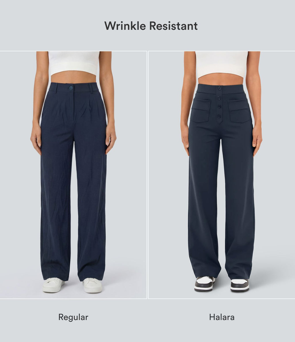 Pantalon taille haute coupe droite DayStretch avec poches