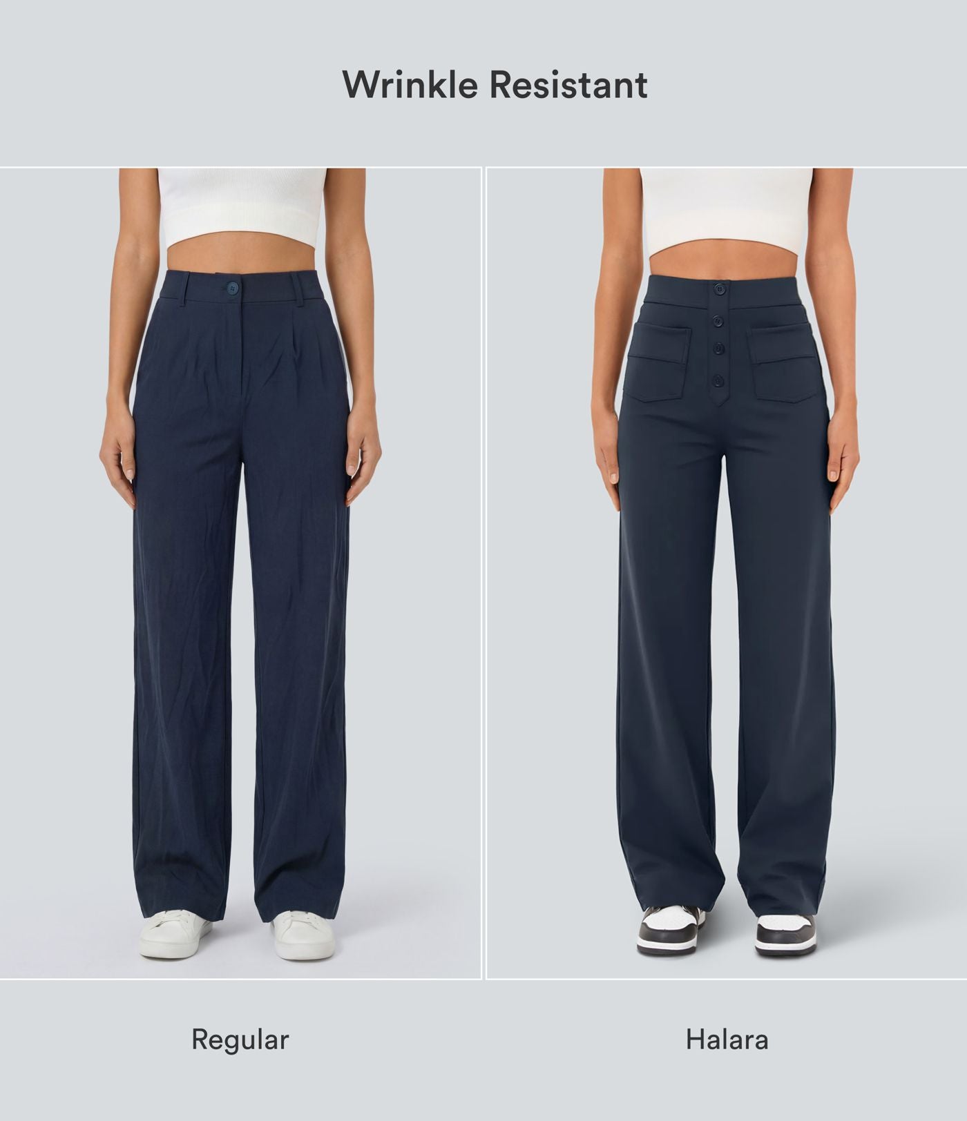 Pantalon taille haute coupe droite DayStretch avec poches