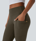 Pantalon pedal pusher ajusté gainant taille haute avec poches décoratives DayStretch