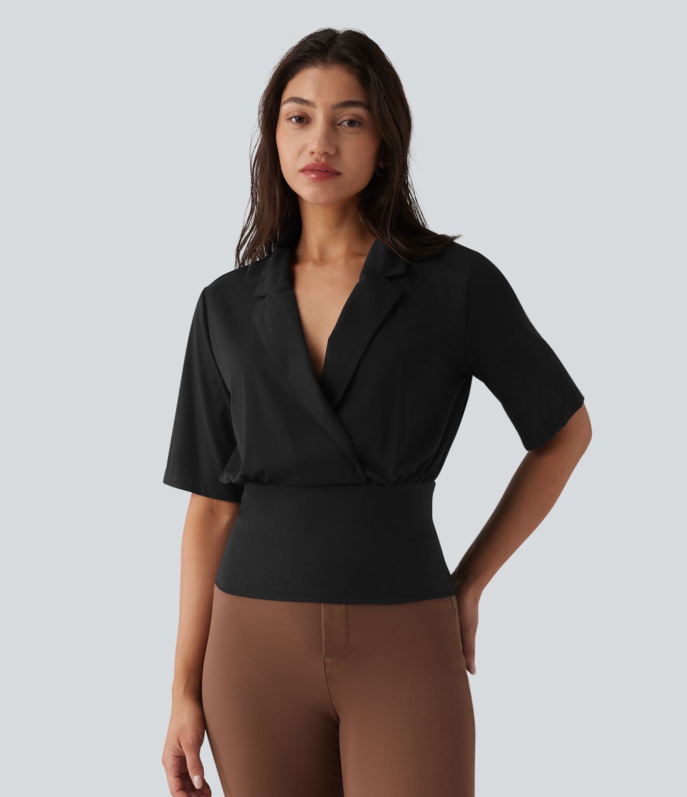 Haut SoftlyZero™ à revers pour le bureau, manches courtes, taille cintrée, protection solaire UPF50+