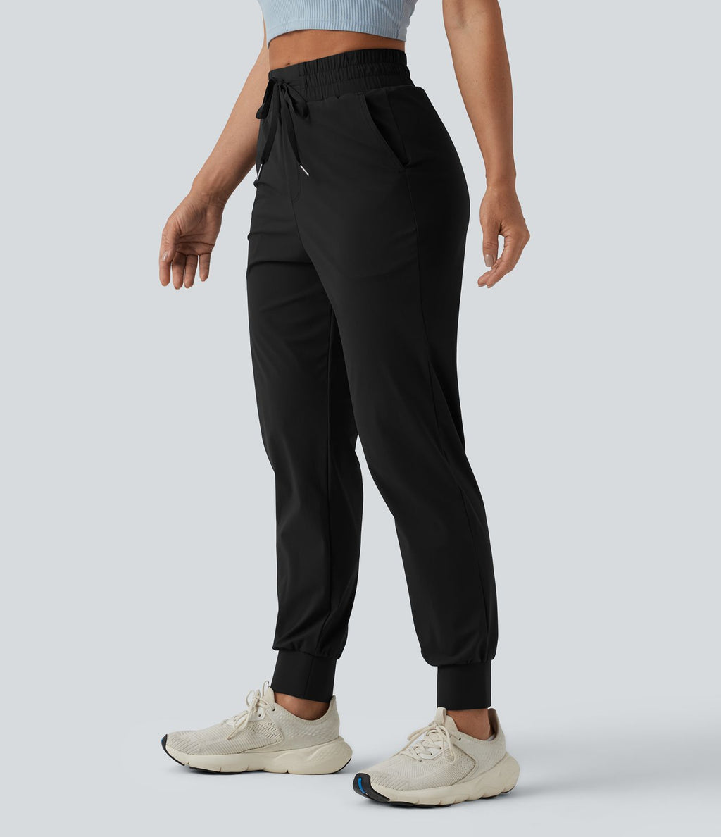 Jogging running taille mi-haute à cordon de serrage avec poches