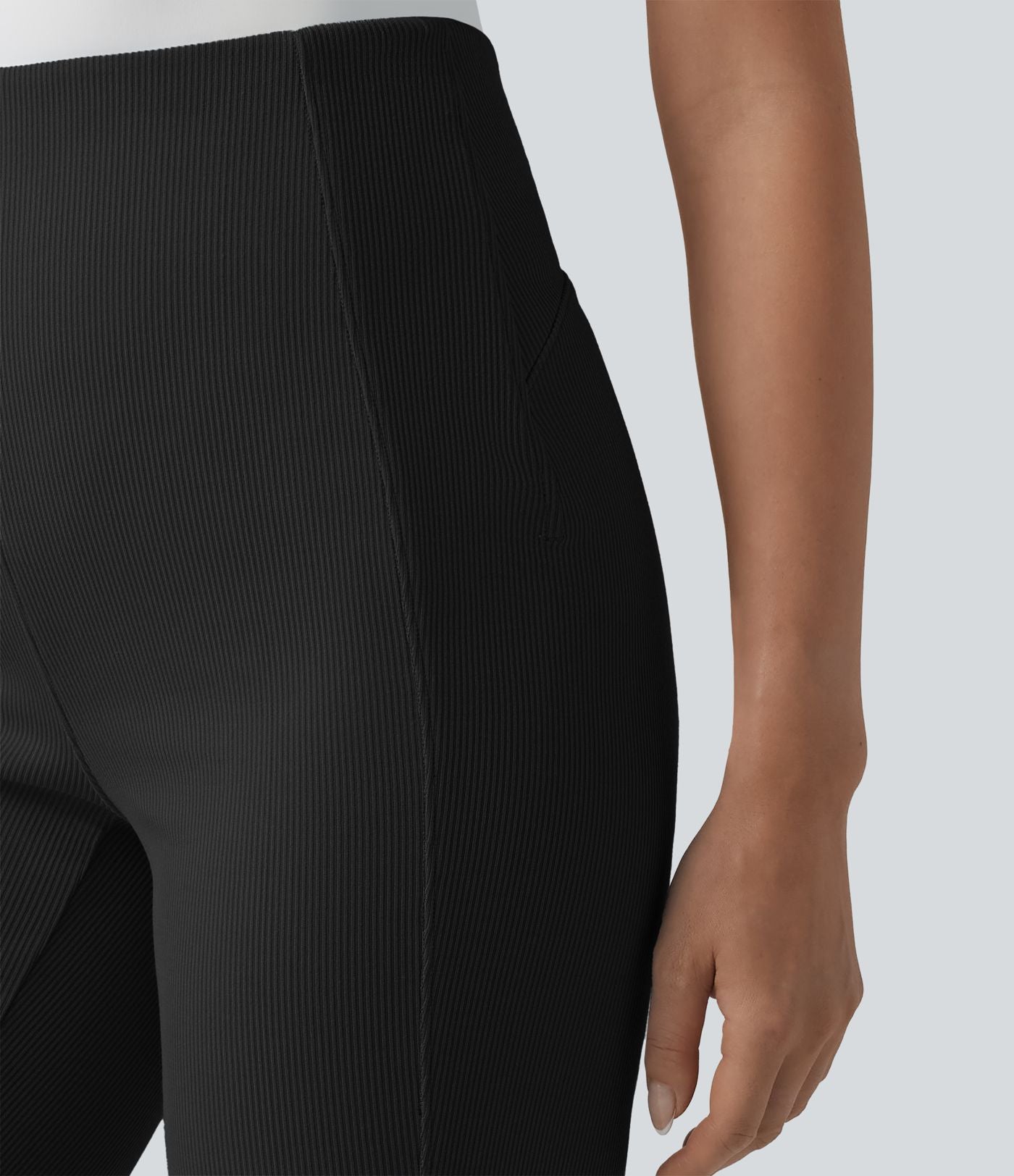 Pantalon évasé casual SpacerTek™ taille haute gainant en maille côtelée à poche