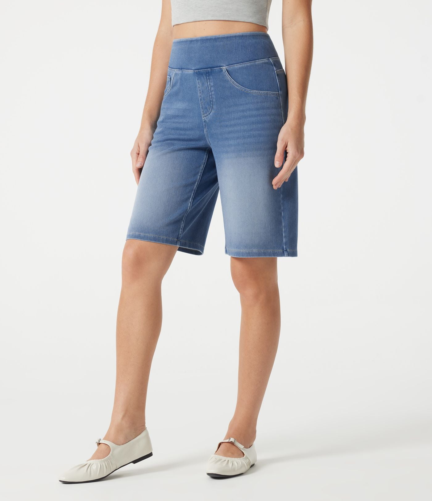 Halara Flex™ Bermuda casual en jean taille haute avec poches