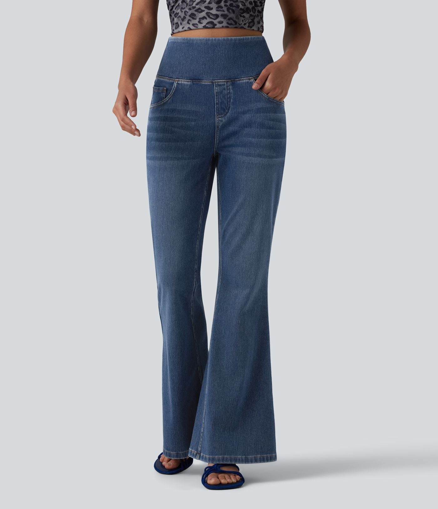 Jean évasé taille haute Halara Flex™ avec poches