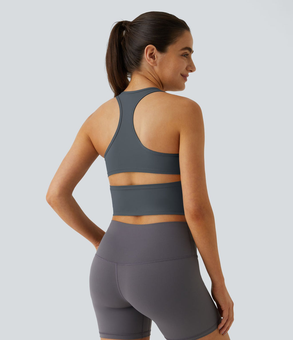 Softlyzero™ Plush Plus Débardeur Yoga Crop à Col U Plongeant Dos Nu Dos Nageur Découpé - UPF50+