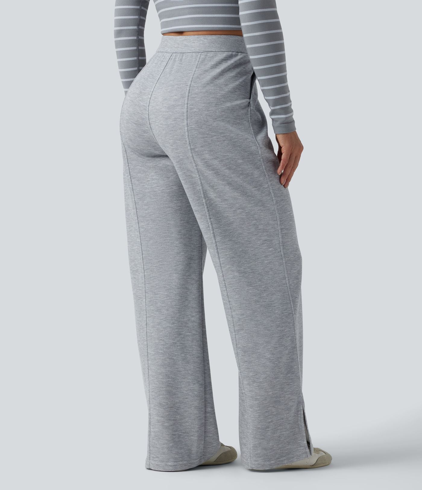 Jogging taille haute coupe droite décontracté avec poches