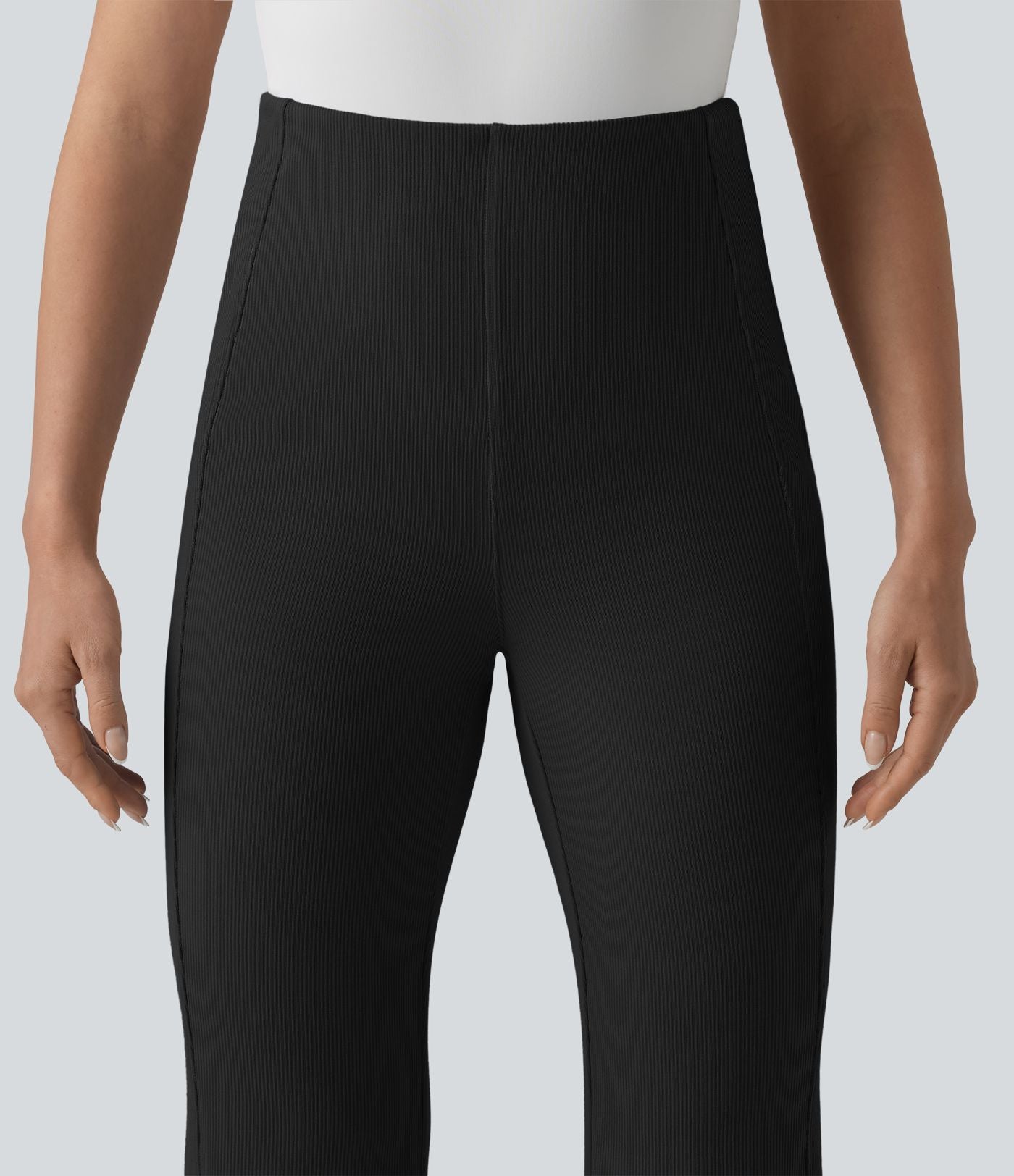 Pantalon évasé casual SpacerTek™ taille haute gainant en maille côtelée à poche
