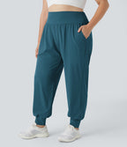 Jogging Yoga Grande Taille Taille Haute avec Poches Latérales Unies