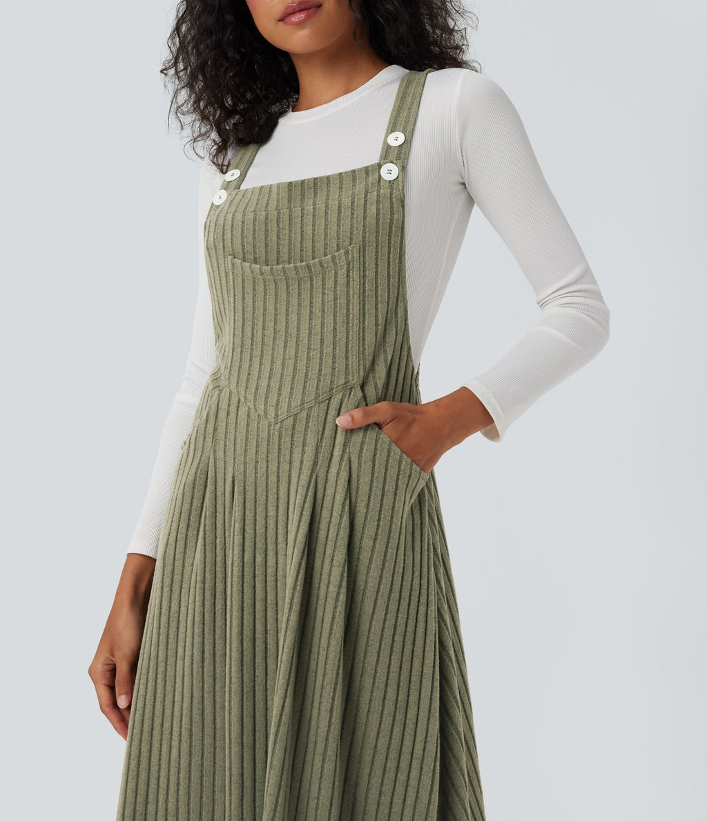 Robe de chasuble décontractée maille côtelée avec poches