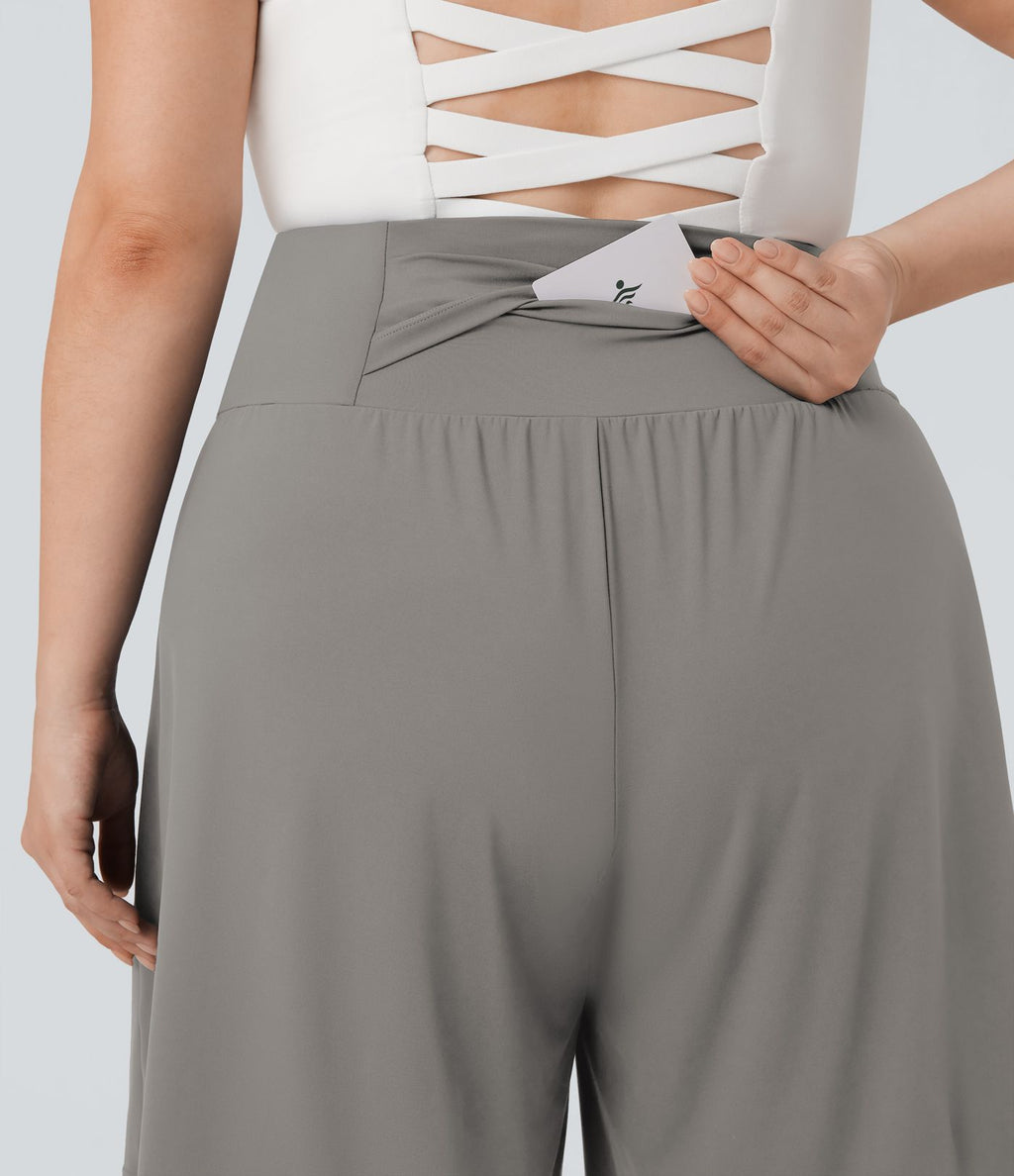Bermuda de yoga grande taille SoftlyZero™ Airy taille haute effet frais InstantCool avec poches