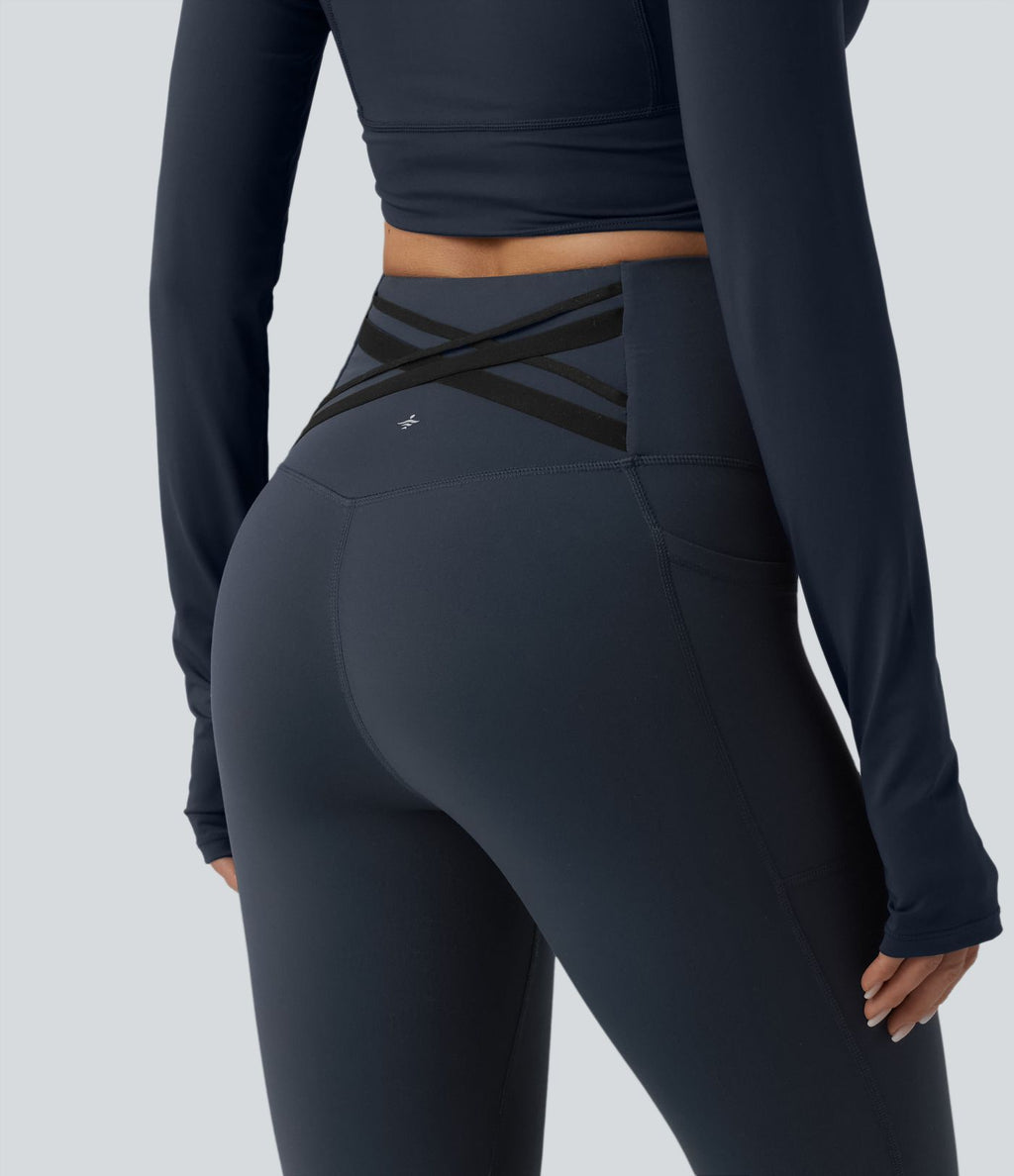 Halara Ultrasculpt™ Legging de running gainant taille haute dos croisé avec poches